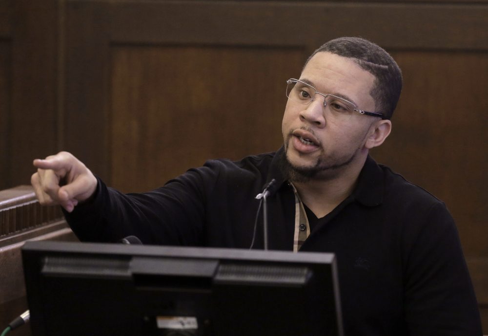 Alexander Bradley testifies during the double murder trial for former New England Patriots tight end Aaron Hernandez in Suffolk Superior Court Monday. (Steven Senne/AP/Pool)