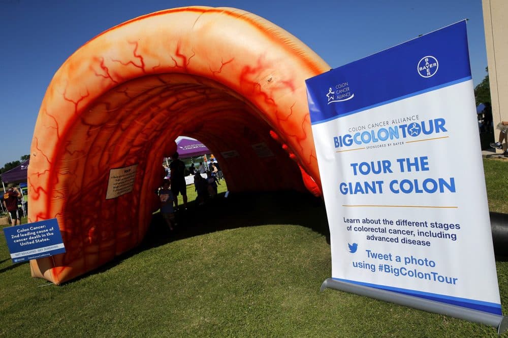 In this file photo, Colon Cancer Alliance and Bayer bring the #BigColonTour to the Colon Cancer Coalition's Get Your Rear In Gear 5k Run/Walk event, on in Baton Rouge, La. (Jonathan Bachman/AP)