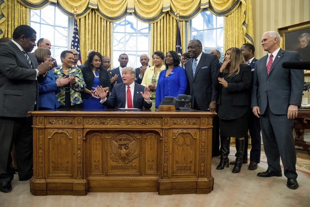 Pictured here: President Donald Trump signs the Historically Black Colleges and Universities HBCU Executive Order. (Andrew Harnik/AP)