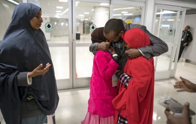 As a forensic psychiatrist with expertise in violence risk assessment, writes Dr. Reena Kapoor, I can assure you that perfect system isn’t coming anytime soon, if ever. Pictured here: Ismail Issack embraces his children as they reunite for the first time in seven years at John F. Kennedy International Airport in New York Wednesday, March 8, 2017. The parents, were originally scheduled to receive the children earlier this year, but the process was delayed due to a security check expiring as a result of delayed travel caused by the January executive order of the travel ban by President Donald Trump. (Craig Ruttle/AP)