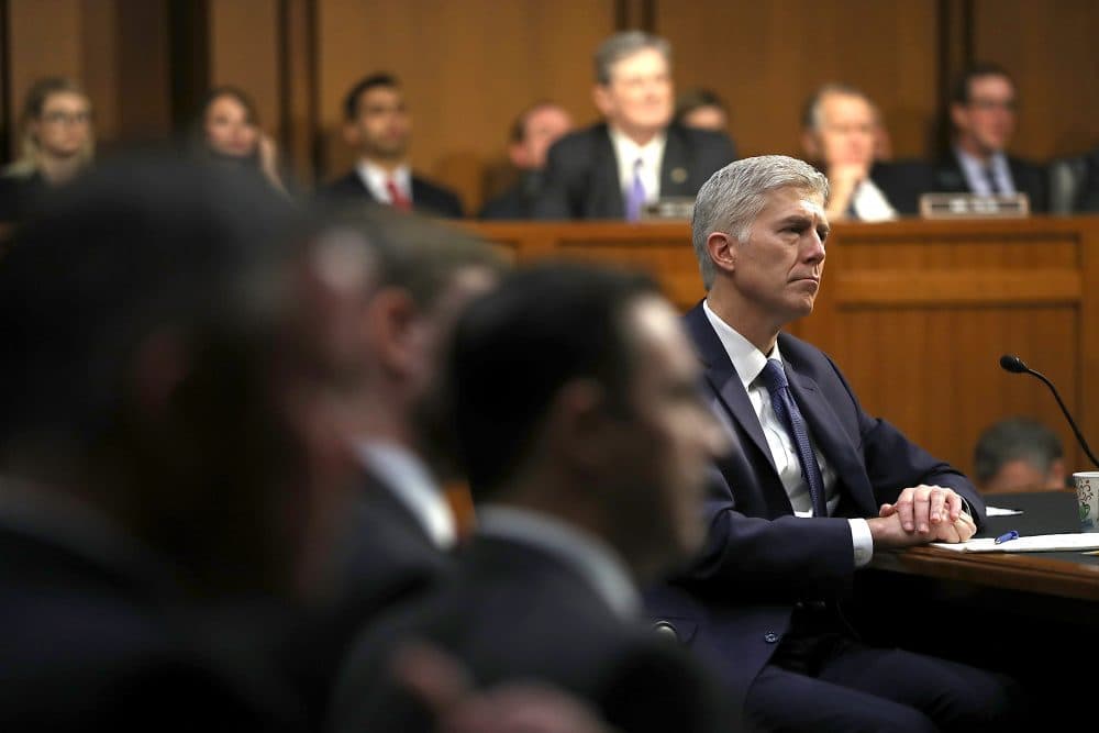 Judge Neil Gorsuch looks on during the first day of his Supreme Court confirmation hearing before the Senate Judiciary Committee in the Hart Senate Office Building on Capitol Hill March 20, 2017 in Washington. (Justin Sullivan/Getty Images)