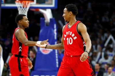 Kyle Lowry (left) and DeMar DeRozan (right) received one of our awards. (Gregory Shamus/Getty Images)