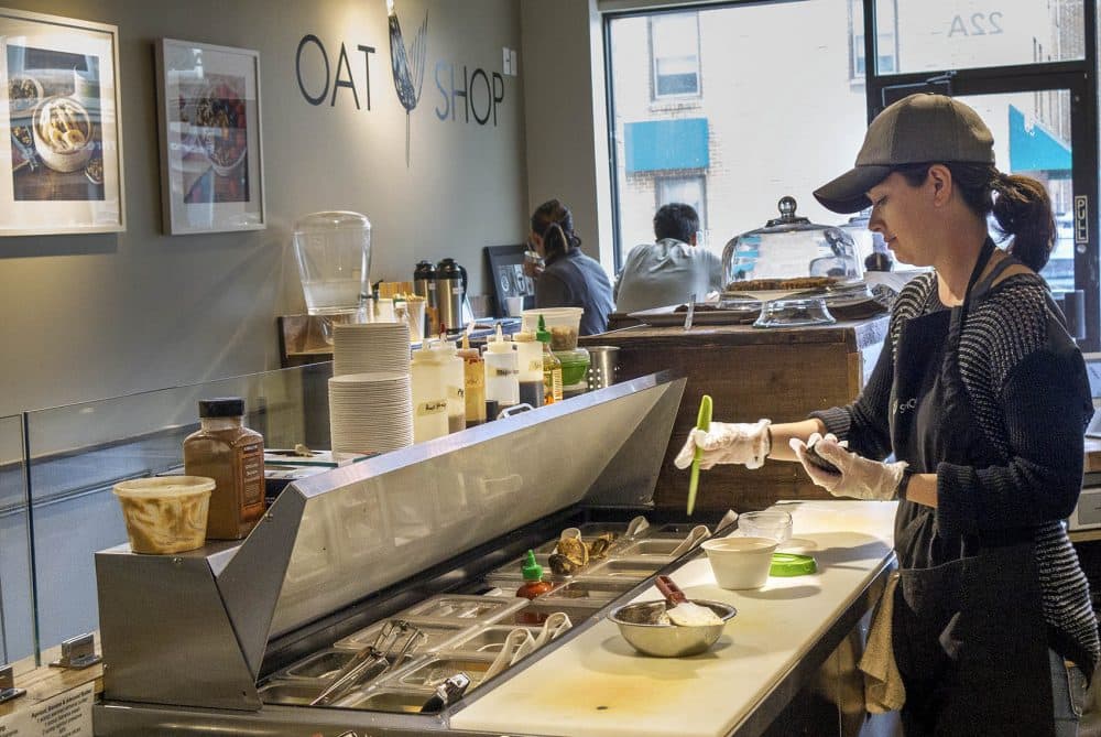 Love it or hate it, oatmeal can get a bad rap as a globby, bland breakfast food. Now Oat Shop in Somerville, the area’s first oatmeal cafe, is joining a culinary wave to elevate and update porridge for the contemporary palette. (Andrea Shea/WBUR)