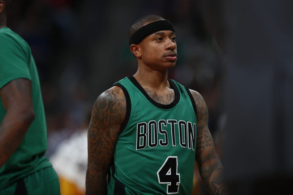 Boston Celtics guard Isaiah Thomas in the second half of a game in March against the Denver Nuggets. (David Zalubowski/AP)