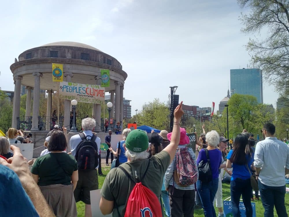 While Saturday's climate rally took place in Boston, the main march occurred in Washington, D.C. (Bob Shaffer/WBUR)