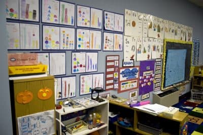 The wall of a U.S. kindergarten classroom. (woodleywonderworks/Flickr)