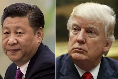 This combination of file photos show U.S. President Donald Trump, right, in a meeting at the White House in Washington, on March 31, 2017, and China's President Xi Jinping in a meeting at the Great Hall of the People in Beijing, on Dec. 1, 2016. (AP)