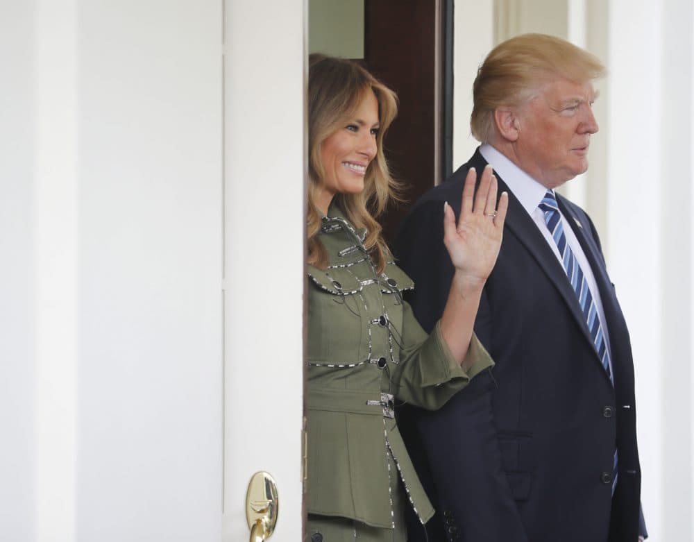 Saturday marks Trump's 100th day; Bruins get knocked out of the playoffs; and a new building could cast a long shadow on Boston Common. That and more from Tom Keane's weekly round-up of the top news stories. Pictured: Melania Trump waves as she and President Trump watch Argentine President depart from the White House on Thursday, April 27, 2017. (Pablo Martinez Monsivais/AP)