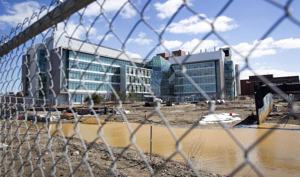 Even as state aid has languished, the UMass system has embarked on a building spree. Pictured here: The Integrated Sciences Complex at UMass Boston. (Robin Lubbock/WBUR)