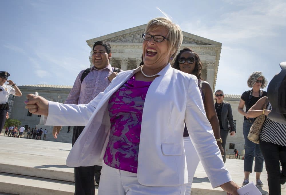 Amy Hagstrom Miller, founder of Whole Woman's Health, a Texas women's health clinic that provides abortions, rejoices as she leaves the Supreme Court in Washington, Monday, June 27, 2016, as the justices struck down the strict Texas anti-abortion restriction law known as HB2. The justices voted 5-3 in favor of Texas clinics that had argued the regulations were a thinly veiled attempt to make it harder for women to get an abortion in the nation's second-most populous state. The case is Whole Woman's Health v. Hellerstedt. (J. Scott Applewhite/AP)