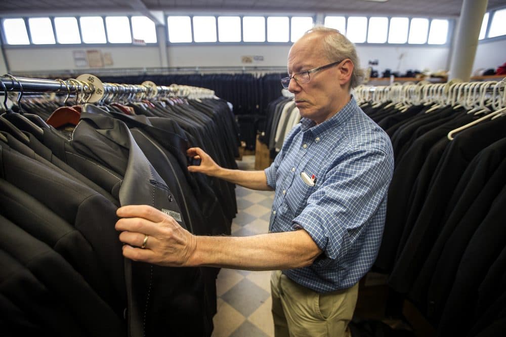 Len Goldstein bought Keezer’s Classic Clothing from Max Keezer in 1978. He now plans to close the store on July 1 after selling the building it's in on River Street in Cambridge. After nearly 40 years of six-day work weeks, Goldstein says he's looking forward to traveling with his wife and watching his grandchildren grow up. (Jesse Costa/WBUR)
