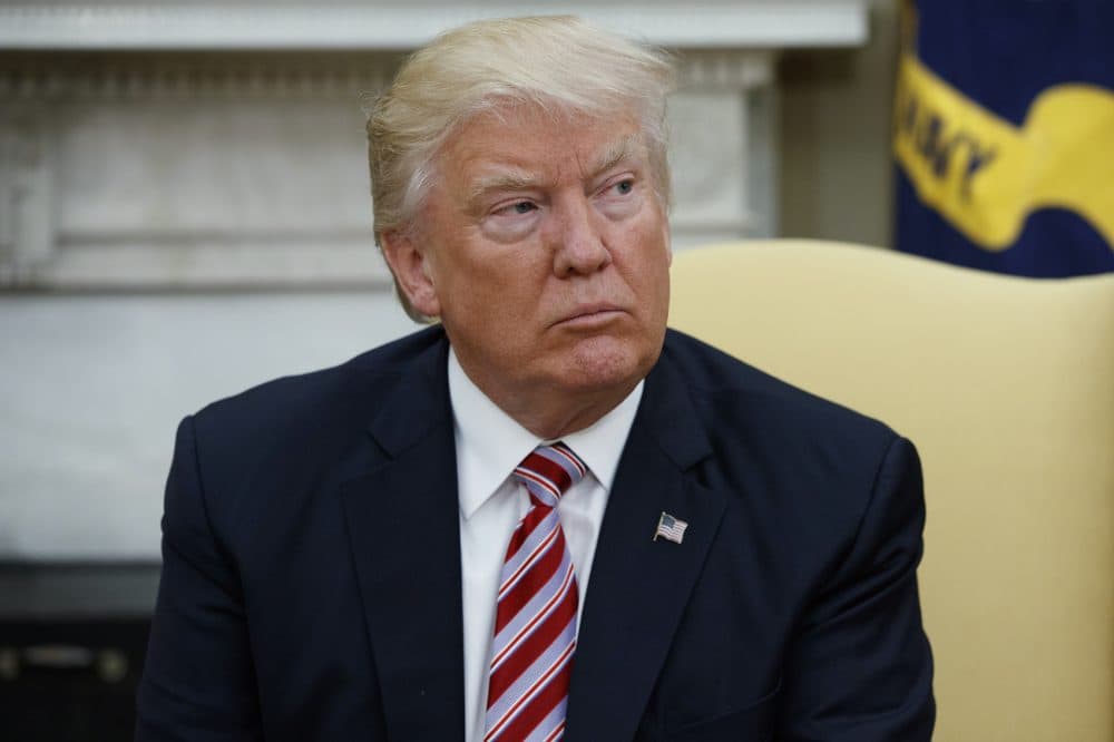 President Donald Trump talks to reporters in the Oval Office of the White House in Washington on May 10, 2017. Trump, in an apparent warning to his fired FBI director, said Friday, May 12, 2017, that James Comey had better hope there are no &quot;tapes&quot; of their conversations. (Evan Vucci/AP)