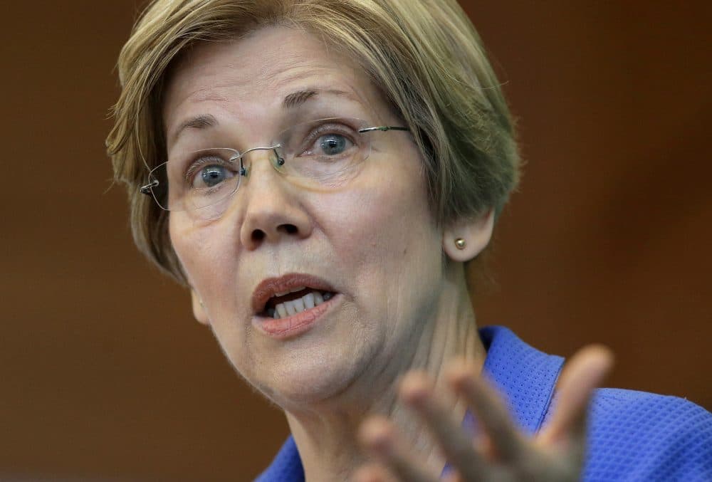 Sen. Elizabeth Warren addresses business leaders during a New England Council luncheon in Boston in March. (Steven Senne/AP)