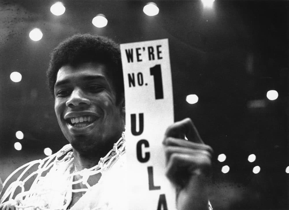 Kareem Abdul-Jabbar -- then Lew Alcindor -- after the 1968 NCAA championship. (AP)