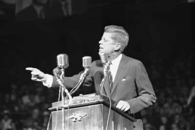 Sen. John F. Kennedy at a Boston Garden rally on Nov. 7, 1960. The Democratic presidential candidate pledged to strengthen the nations military power &quot;to the point where no aggressor will dare attack.&quot; (AP Photo)