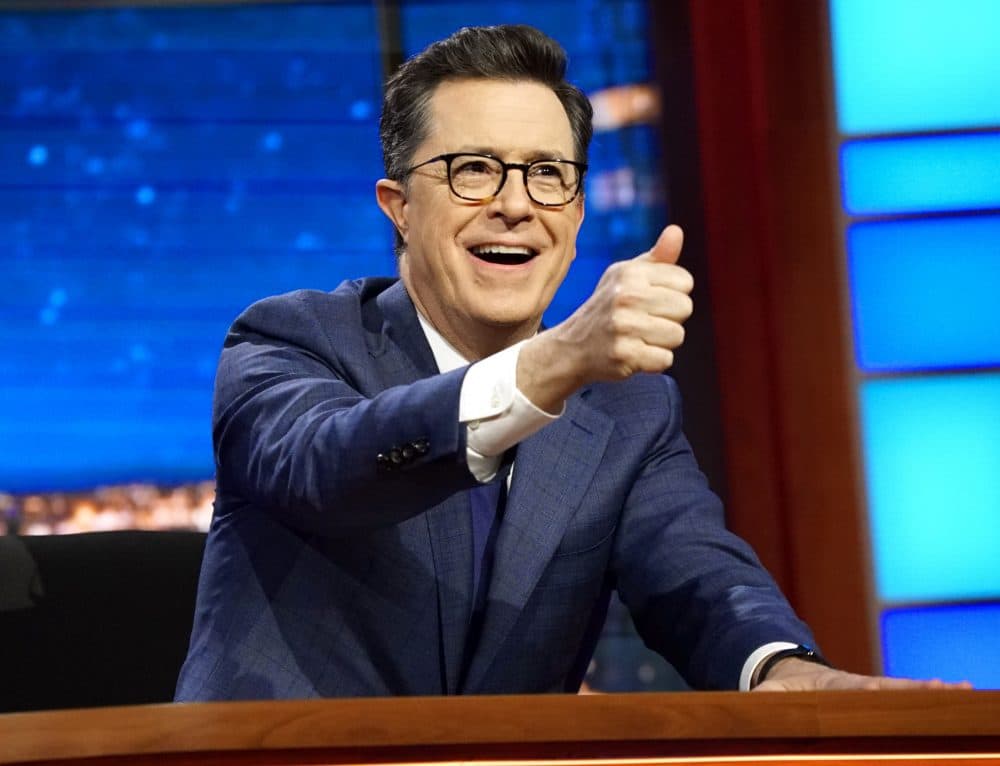 Stephen Colbert, host of &quot;The Late Show with Stephen Colbert,&quot; appears during a taping of his show in New York in March. (Richard Boeth/CBS via AP)
