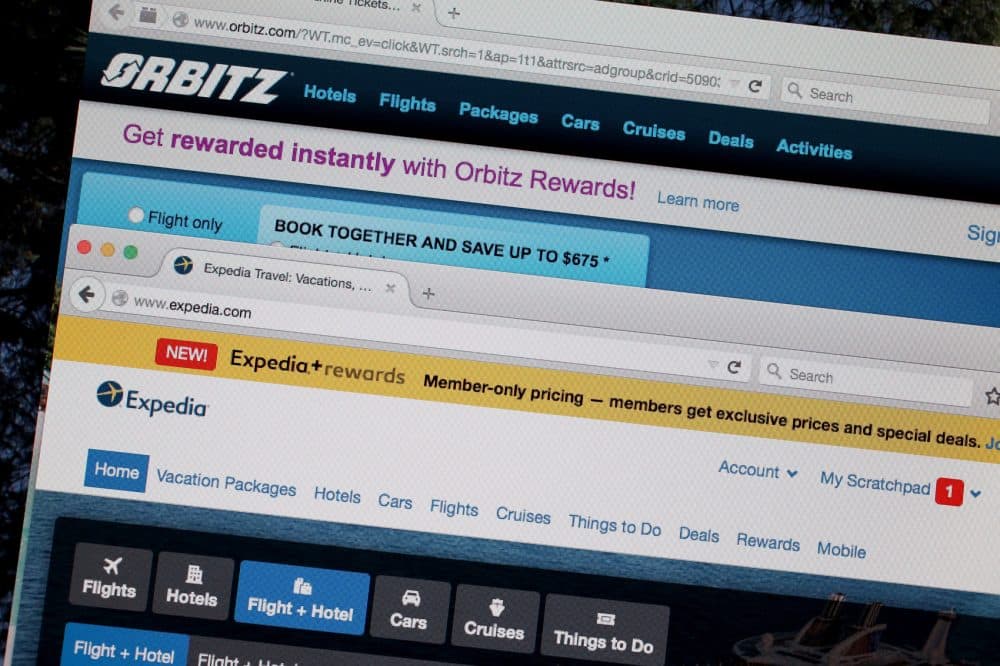 The websites for online travel reservation companies Expedia and Orbitz. (Joe Raedle/Getty Images)