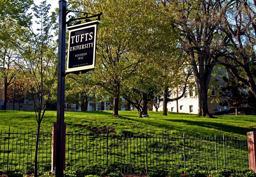 A Tufts University sign on the school's campus (Steve McFarland/Flickr)