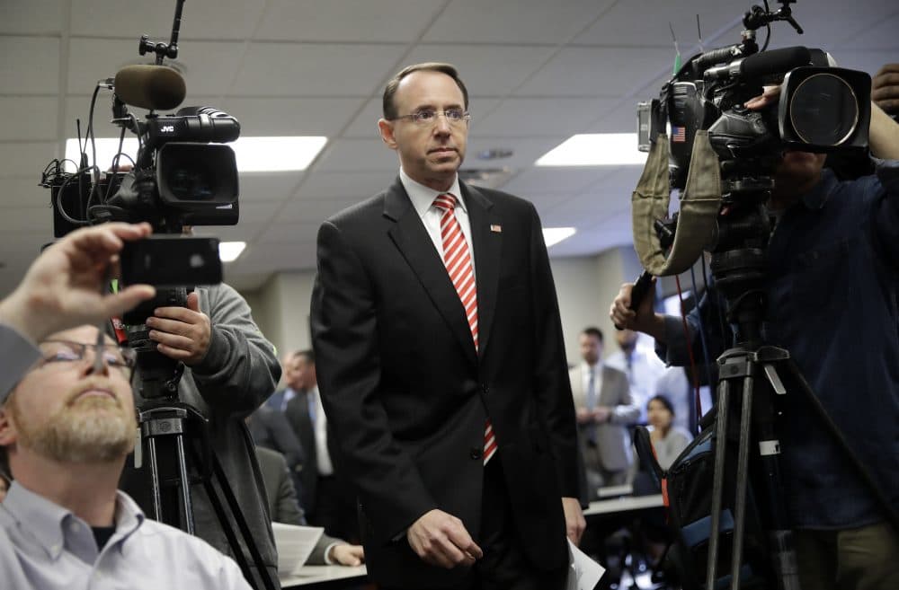 The serious, taciturn new deputy attorney general has shown himself to be a person of uncompromising integrity at a time when our country needs decisive leadership, writes Susan E. Reed. Rod J. Rosenstein is pictured in Baltimore, Wednesday, March 1, 2017. (Patrick Semansky/ AP)
