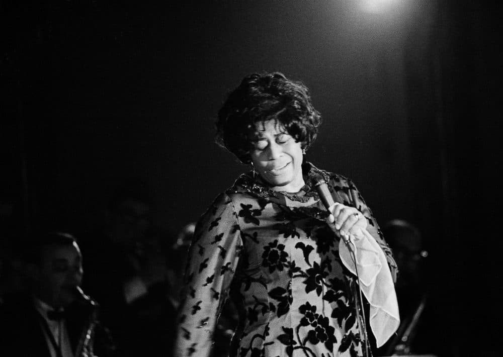 Famed jazz singer Ella Fitzgerald performs at the Empire Room at the Waldorf Astoria Hotel in New York, March 30, 1971. (Ron Frehm/AP)