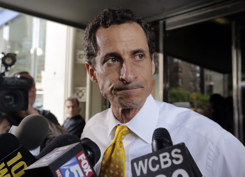 Former New York Rep. Anthony Weiner leaves his apartment building in New York on July 24, 2013. (Richard Drew/AP)