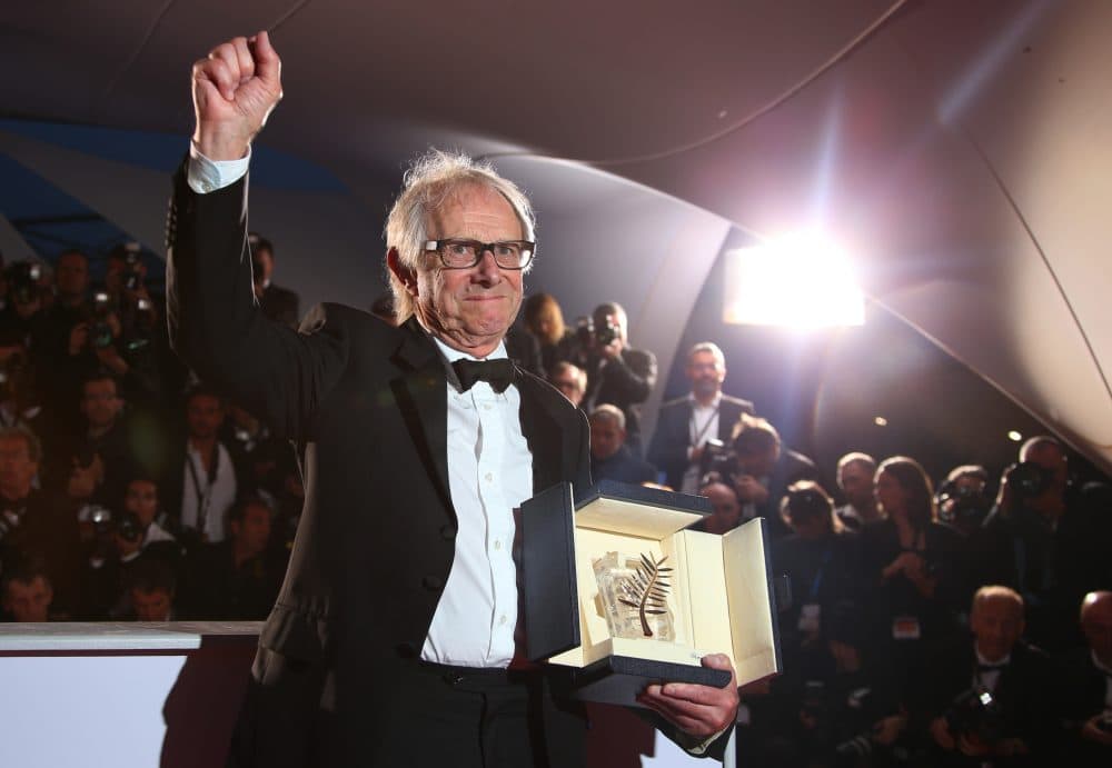 Director Ken Loach poses for photographers with the Palme d'Or for his film &quot;I, Daniel Blake,&quot; following the Cannes Film Festival in 2016. (Joel Ryan/AP)