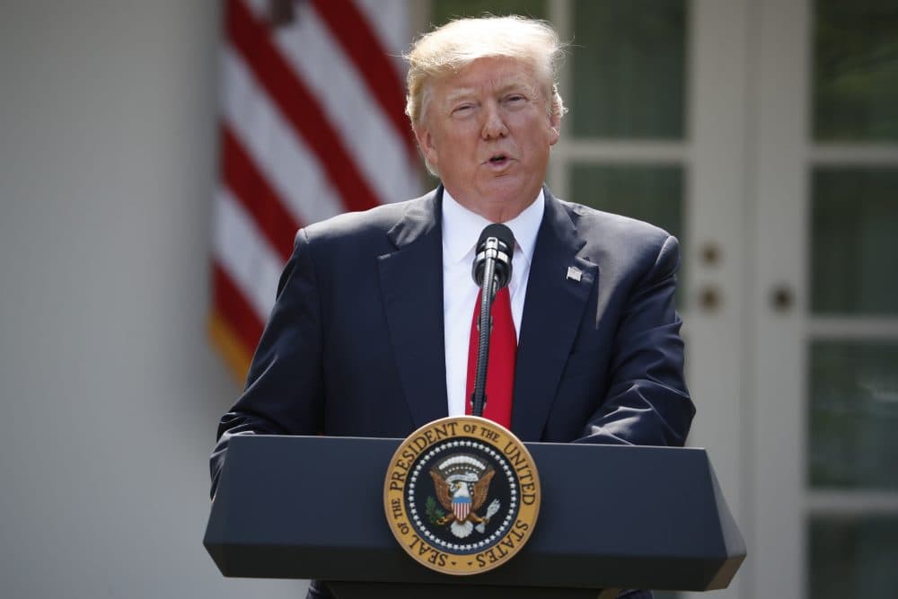 President Trump speaks about the U.S. role in the Paris climate change accord, Thursday, June 1, 2017, in the Rose Garden of the White House in Washington. (Pablo Martinez Monsivais/AP)