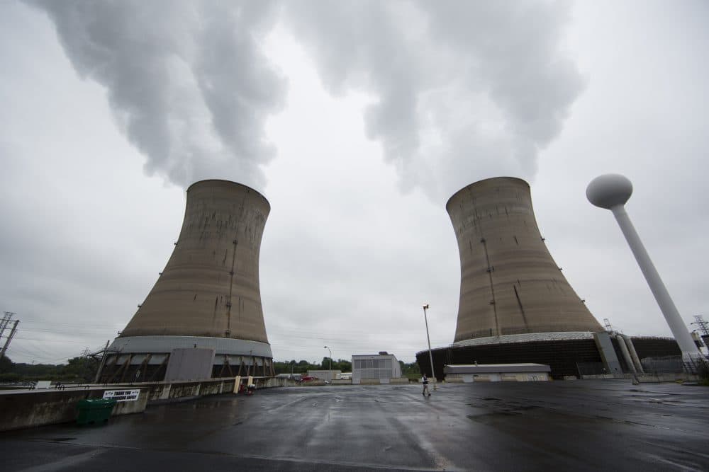 A Monday, May 22, 2017 file photo shows cooling towers at the Three Mile Island nuclear power plant in Middletown, Pa. (Matt Rourke/AP)
