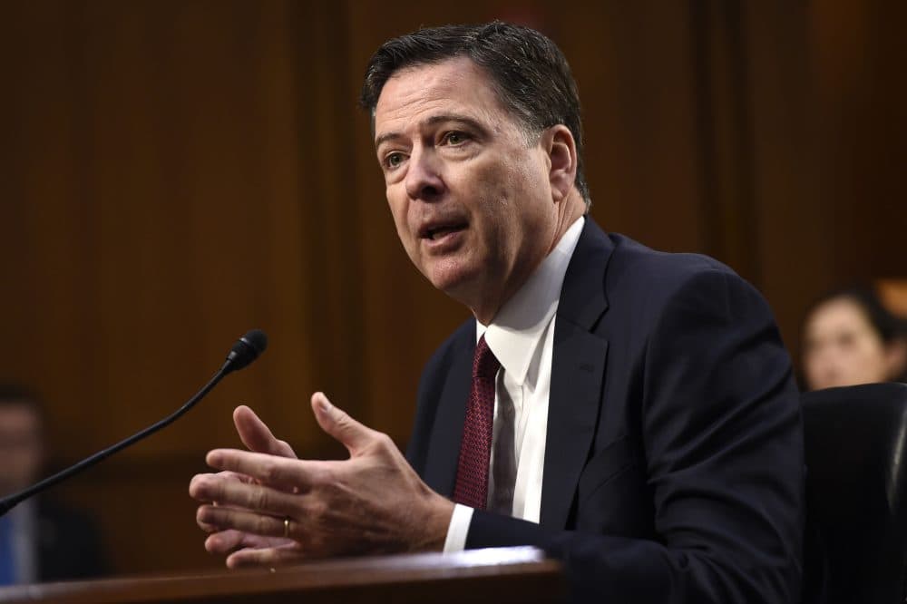 Former FBI Director James Comey testifies before the Senate Intelligence Committee on Capitol Hill in Washington, D.C., June 8, 2017. (Saul Loeb/AFP/Getty Images)