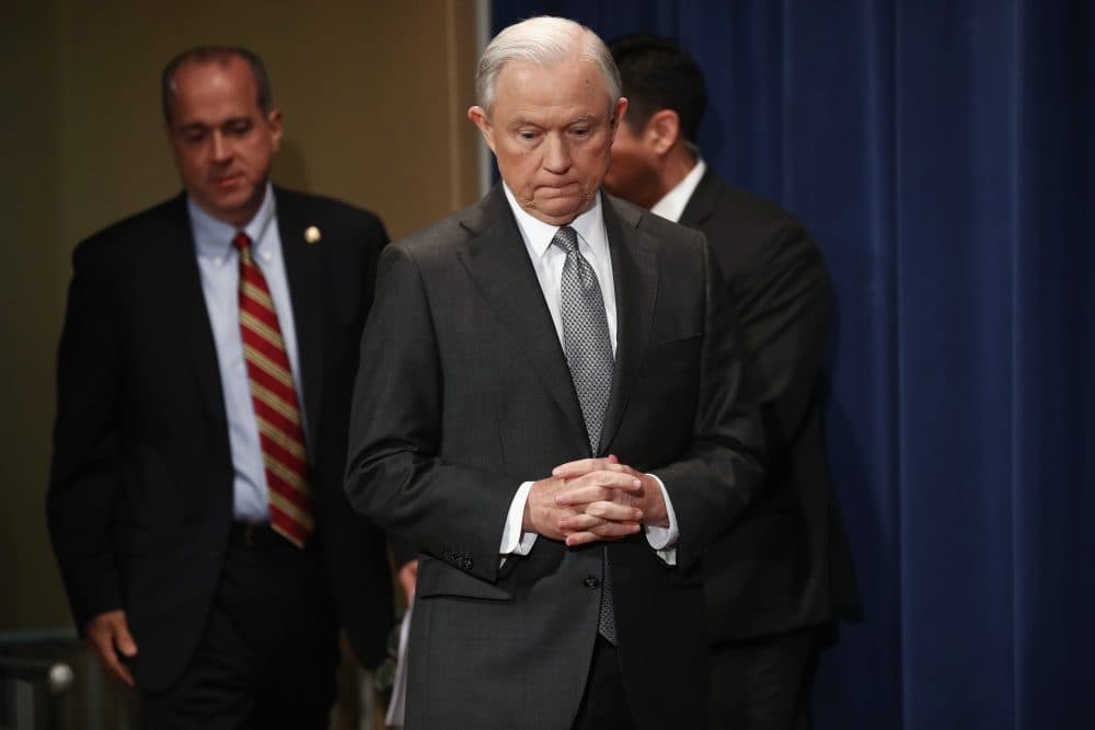U.S. Attorney General Jeff Sessions attends the Sergeants Benevolent Association of New York City event on May 12, 2017 in Washington. (Win McNamee/Getty Images)