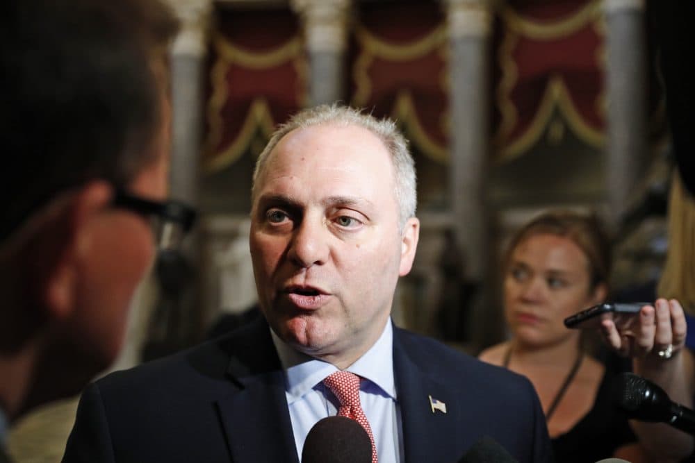 Majority Whip Rep. Steve Scalise, R-La., speaks with the media on Capitol Hill, Wednesday, May 17, 2017 in Washington. (Alex Brandon/AP)