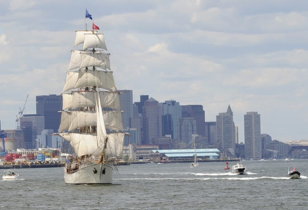 The barque Europa, of the Netherlands, departs Boston following Sail Boston in 2009. (Lisa Poole/AP)