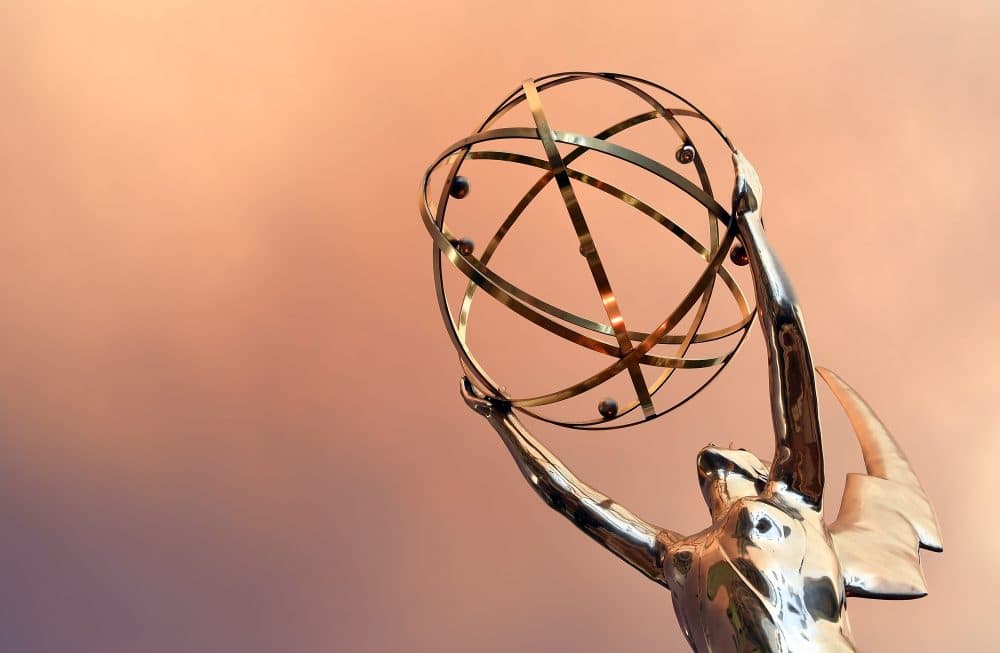 An Emmy statue is seen in front of the Television Academy during the red carpet for the 68th Emmy Awards in North Hollywood, Calif., in July 2016. (Angela Weiss/AFP/Getty Images)