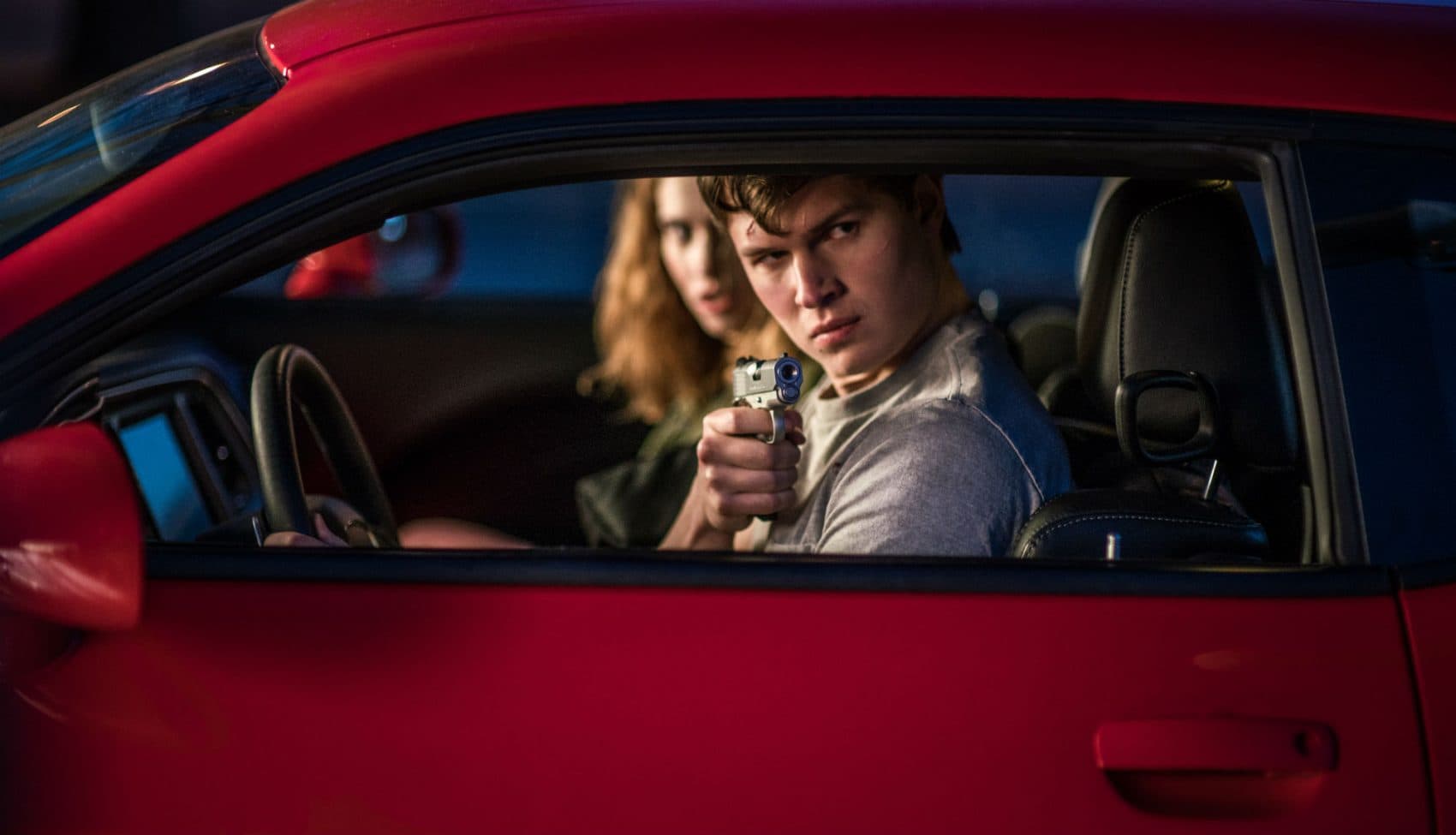 Baby, played by Ansel Elgort, with Debora, played by Lily James, in &quot;Baby Driver.&quot; (Courtesy Sony)