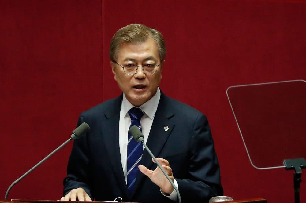 South Korean President Moon Jae-in speaks at the National Assembly on the government budget on June 12, 2017 in Seoul, South Korea. (Jeon Heon-Kyun-Pool/Getty Images)