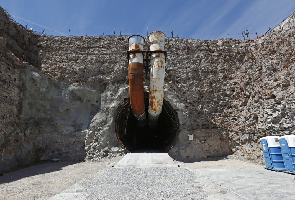 This April 9, 2015, file photo shows the south portal of the proposed Yucca Mountain nuclear waste dump near Mercury, Nev. (John Locher/AP)
