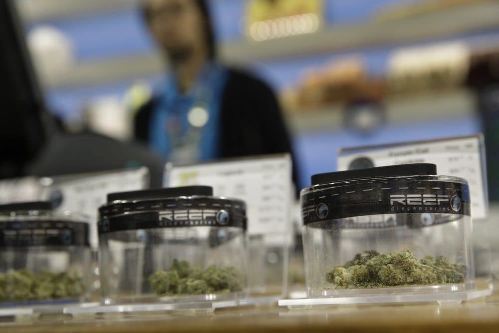 Marijuana for sale is displayed at Reef Dispensaries Thursday in Las Vegas. (John Locher/AP)