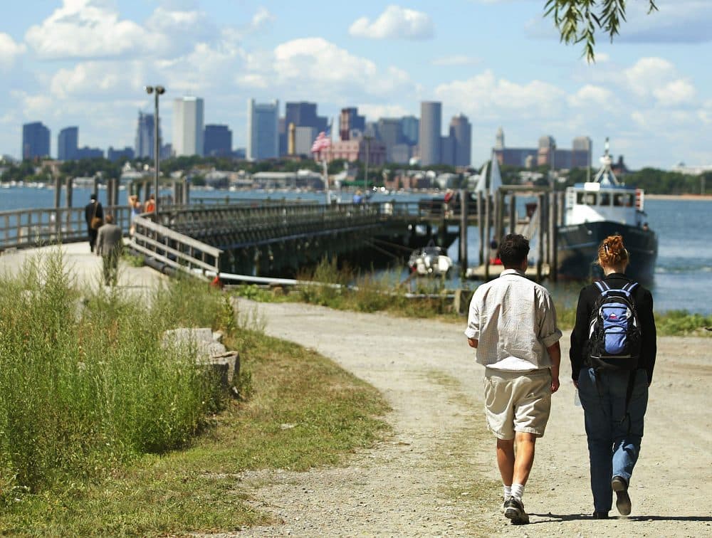 In this file photo, Outward Bound campers head for the ferry back to Boston from Thompson Island, one of the Boston Harbor Islands. Boston Public Schools is teaming up with the Outward Bound program as it works to re-envision summer school. (Winslow Townson/AP)