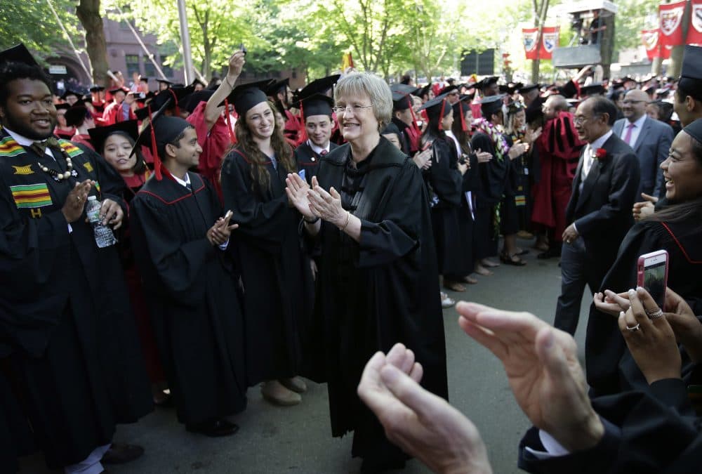 Harvard President Drew Faust is seen during the school's 2016 commencement exercises. (Steven Senne/AP)