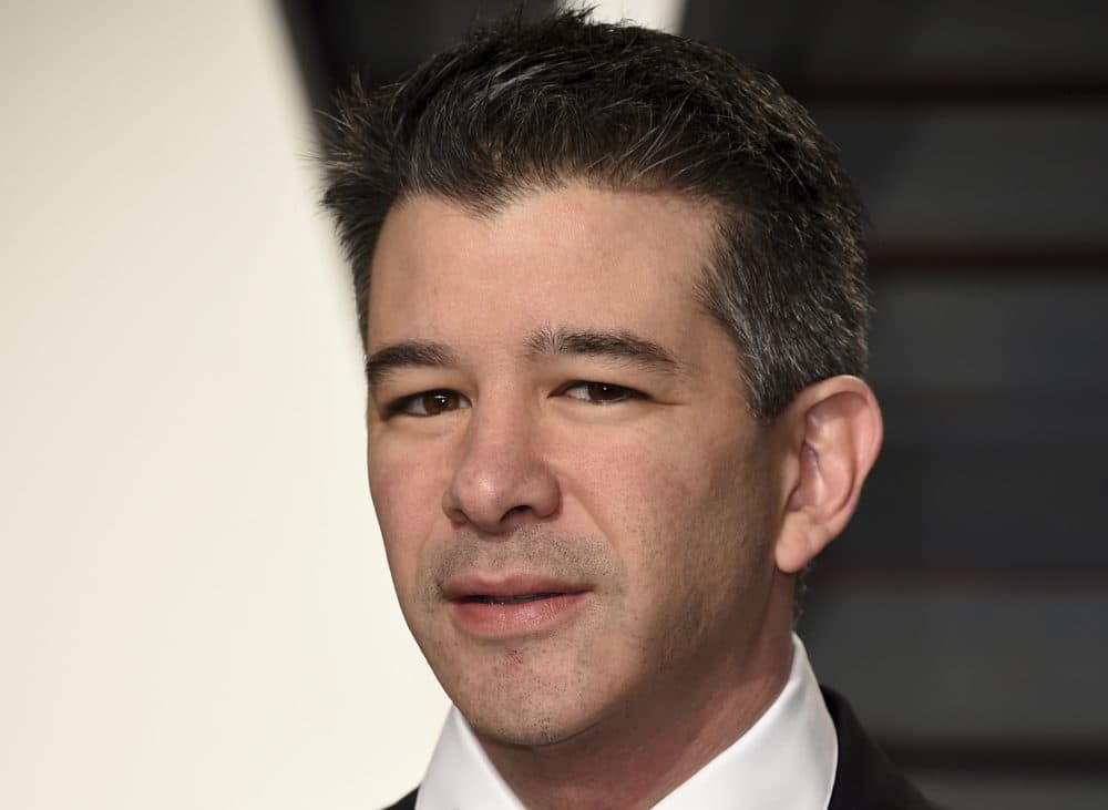 In this Sunday, Feb. 26, 2017, file photo, Uber CEO Travis Kalanick arrives at the Vanity Fair Oscar Party in Beverly Hills, Calif. Kalanick will take a leave of absence for an unspecified period and let his leadership team run the troubled ride-hailing company while he’s gone. Kalanick told employees about his decision Tuesday, June 13, 2017, in a memo. (Photo by Evan Agostini/Invision/AP, File)