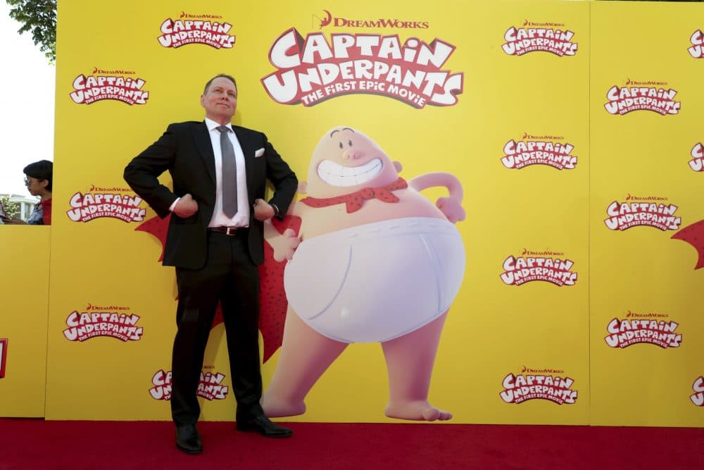 Author Dav Pilkey seen at DreamWorks Animation and Twentieth Century Fox &quot;Captain Underpants: The First Epic Movie&quot; Los Angeles Premiere at Regency Village Theater on Sunday, May 21, 2017. (Eric Charbonneau/ AP)