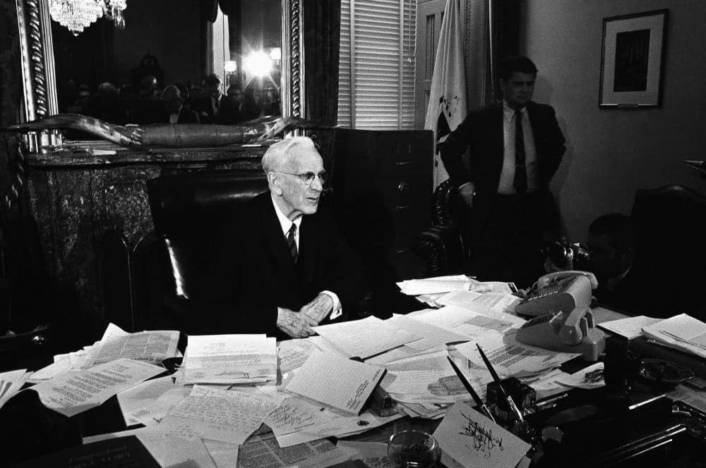 U.S. House Speaker John W. McCormack is seen in his Capitol office in 1969. (AP Photo)