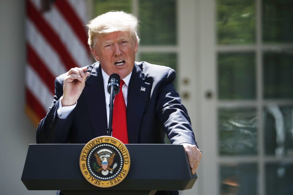 Trump bids adieu to the Paris climate accord, Boston Calling performed in Allston and candidates vie for Charlie Baker's office. All that and more from Tom Keane's weekly news roundup. Pictured: President Donald Trump announces U.S. withdrawal from the Paris climate change accord, Thursday, June 1, 2017, in the Rose Garden of the White House. (Pablo Martinez Monsivais/AP)