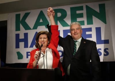 Democrats lose two more Congressional races, the Supreme Court will hear a case on gerrymandering and part of Yawkey Way becomes David Ortiz Drive. All that and more from Tom Keane’s weekly news roundup. Pictured: Republican candidate for Georgia's 6th District Congressional seat Karen Handel celebrates with her husband Steve, June 20, 2017, in Atlanta. (John Bazemore/AP)