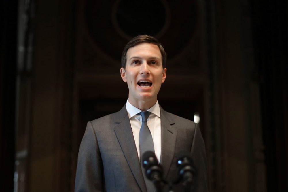 Senior White House adviser Jared Kushner, the president's son-in-law, leads the inaugural meeting of the American Technology Council in the Indian Treaty Room at the Eisenhower Executive Office Building next door to the White House June 19, 2017 in Washington. (Chip Somodevilla/Getty Images)