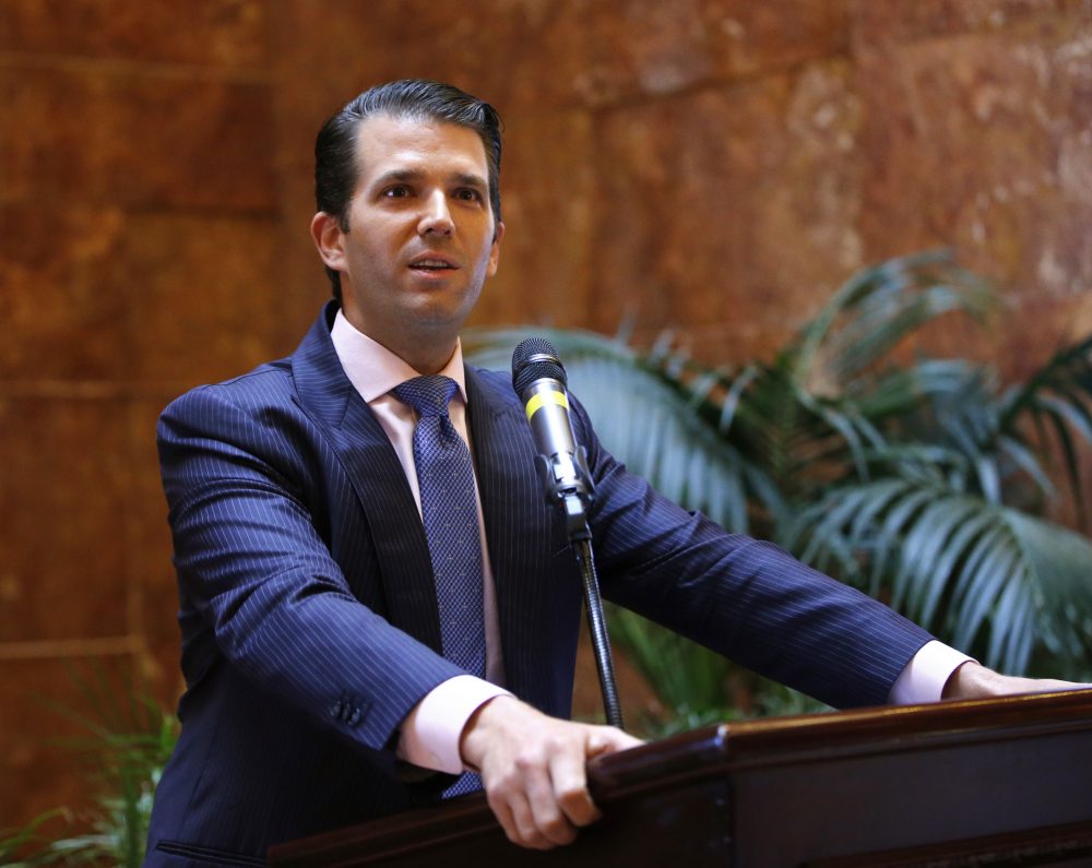 Donald Trump Jr., executive vice president of The Trump Organization, discusses the expansion of Trump hotels, Monday, June 5, 2017, in New York. (Kathy Willens/AP)