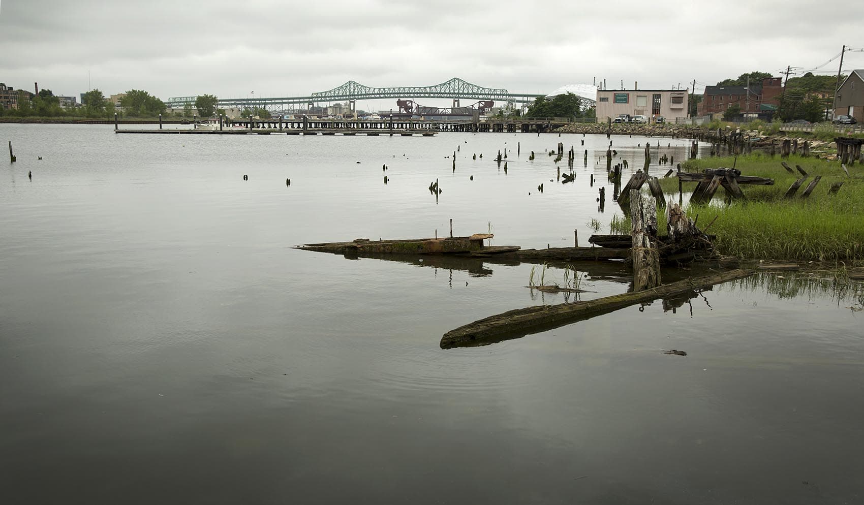Several industrial sites are located on the Chelsea Creek. (Robin Lubbock/WBUR)