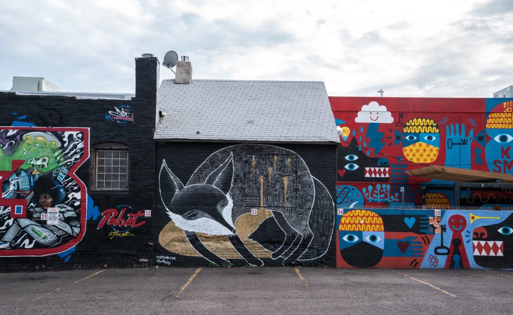 Art is seen on the sides of buildings in Denver's River North Art District, known as RiNo. (ChrisGoldNY/Flickr)