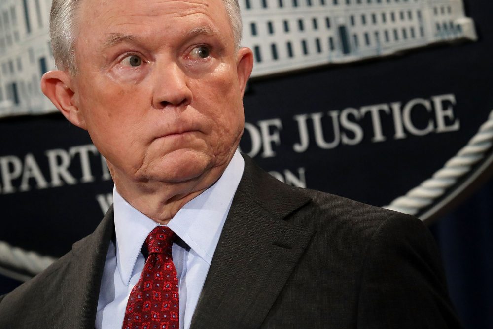 Attorney General Jeff Sessions holds a news conference at the Department of Justice on July 20, 2017, in Washington, D.C. (Chip Somodevilla/Getty Images)