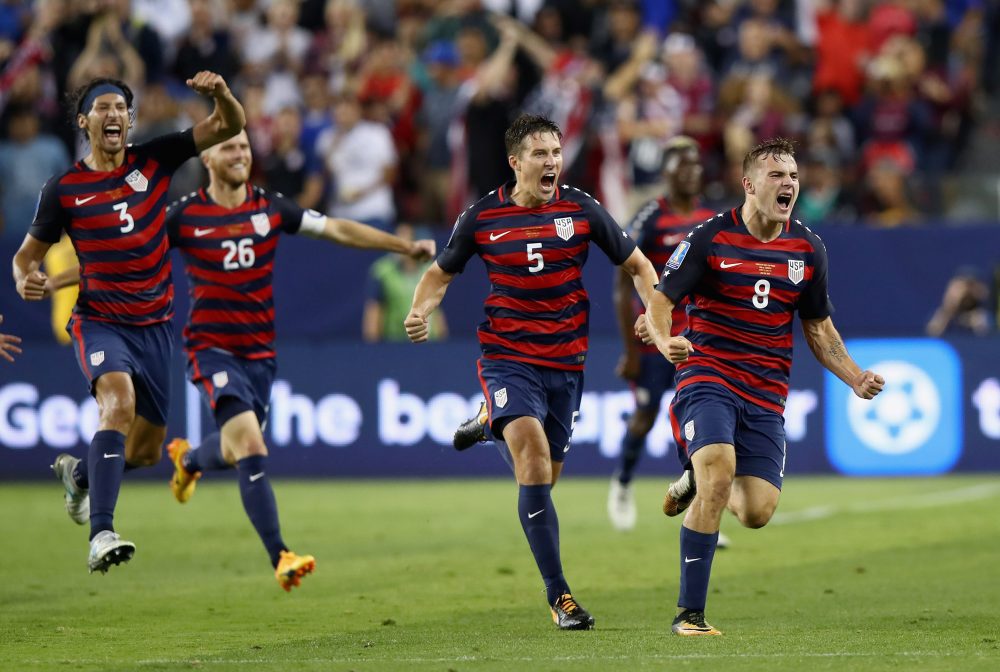 Jordan Morris of the United States celebrates scoring a goal against Jamaica during the 2017 CONCACAF Gold Cup final at Levi's Stadium on July 26, 2017, in Santa Clara, Calif. (Ezra Shaw/Getty Images)